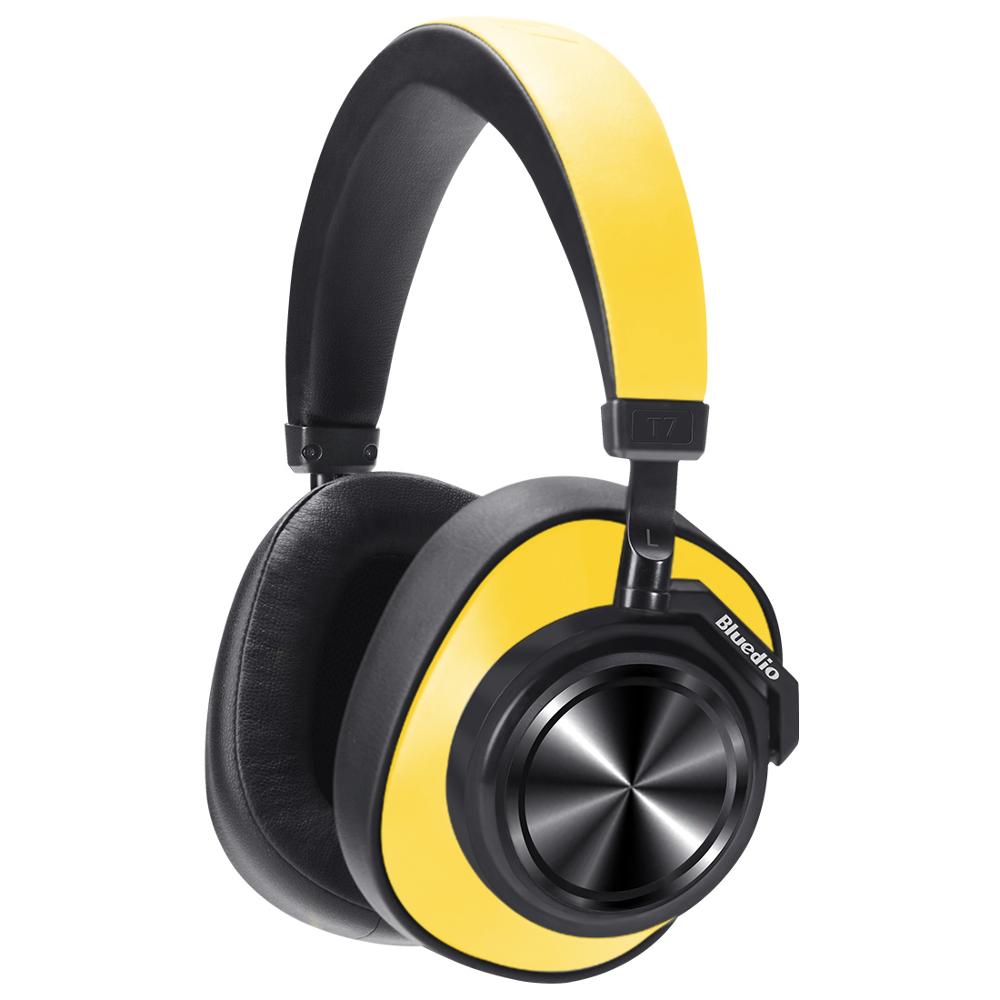 Bluedio T7 auriculares inalámbricos con Bluetooth auriculares con cancelación activa de ruido definido por el usuario para teléfonos y música: Yellow