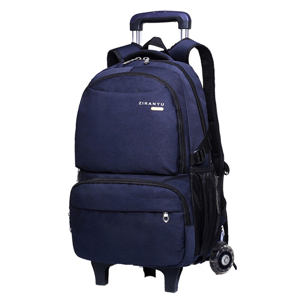 2/6 roues école voyage sac Trolley grande capacité enfants sac à dos avec chariot garçons cartable enfant à roulettes bookbag: blue 2 wheels