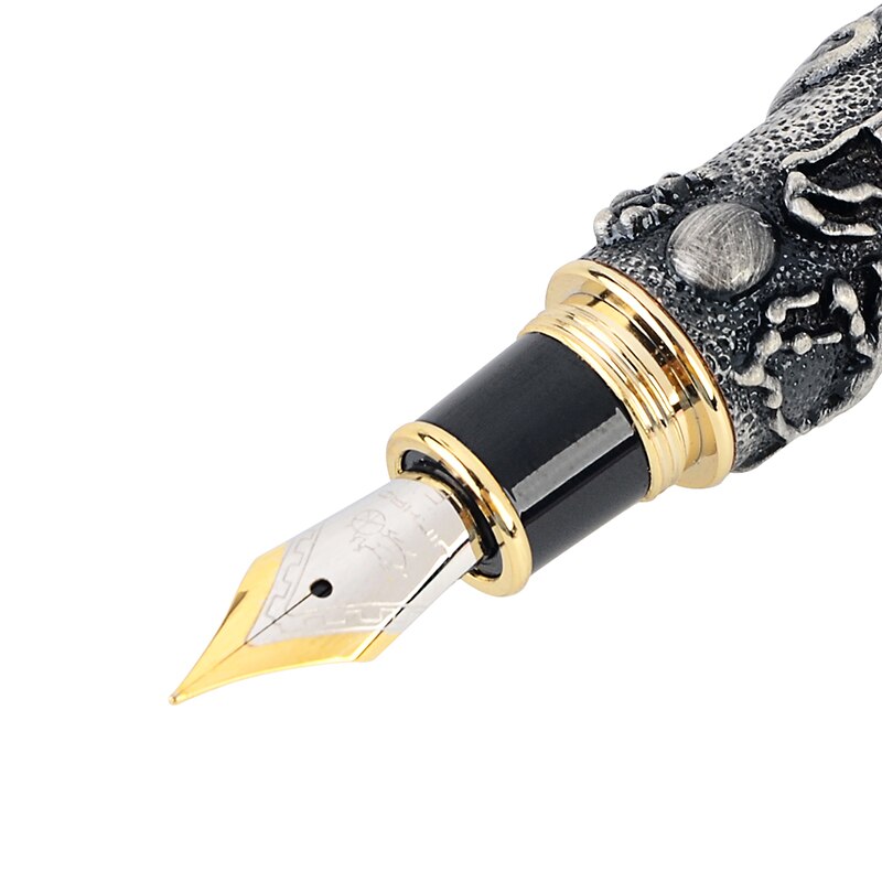 Noble-pluma estilográfica de Dragon Business, plumas de tinta de escritura dorada de Metal de punta fina de 0,5mm, suministros de papelería para la escuela y la Oficina