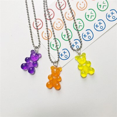 popular gummy bear trendy necklace women stainless steel chain womens necklace cheap jewelry with