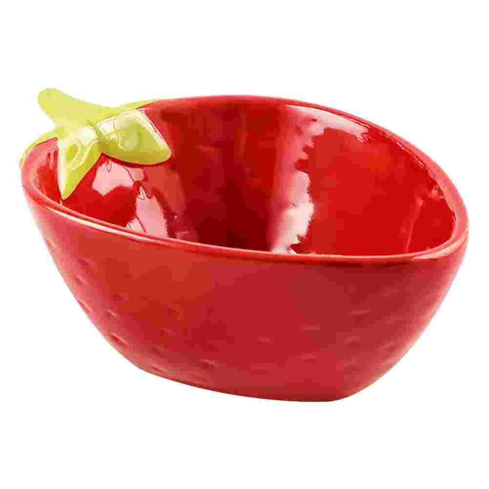 1Pc Strawberry Shaped Fruit Bowl Salad Snack Dish Restaurant Kitchen Bowl (Red): Default Title
