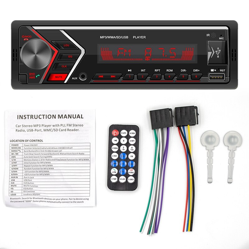 Universal Car Radio Bluetooth MP3 Player AUX Classic Cars Stereo Head Unit with Remote SWM-505: Default Title