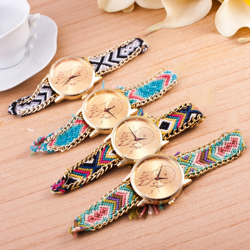 Montre à Air pour femmes, Style ethnique, tissé à la main, chaîne en laine, attrape-rêve, Simple, , bijoux, bricolage