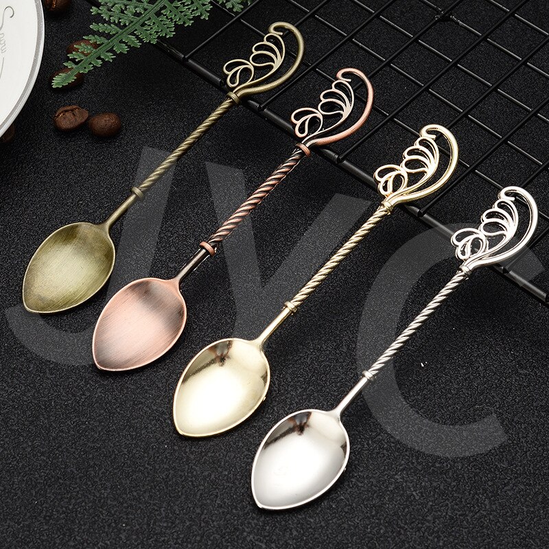 Cuillère en laiton Imitation classique, réplique Antique, petite cuillère, thé de l&#39;après-midi, fourchette à Dessert rétro cuillère à café, ustensiles de table, outils de cuisine
