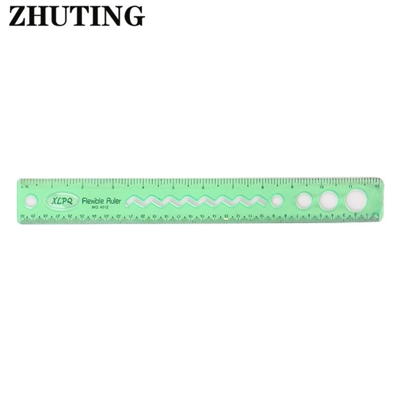 30cm Soft Flexible Ruler Multicolor Measure Straight Rulers Office School Supplies Stationery Students Kids 090F: Green