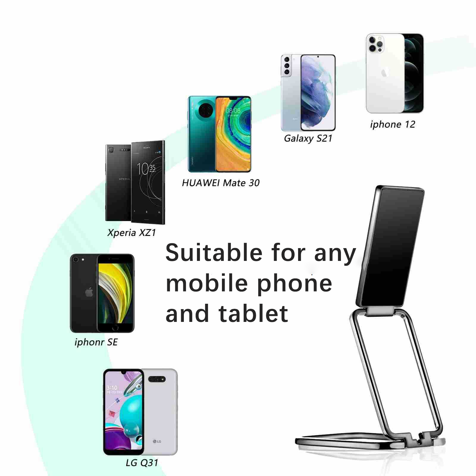 2022 metal zink legering mobiltelefon holder til tablet firkantet folde dobbelt finger ring beslag doven enkelhed praktisk stander