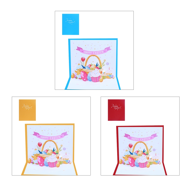3D Pop Up Card with Envelope Easter Greeting Card Easter Flower Basket Postcards