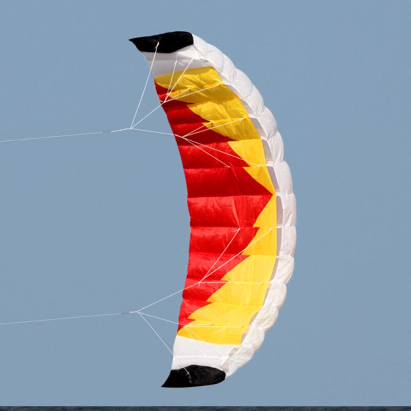 Cometa de Parafoil de doble línea de nailon, , con mango y línea trenzada de potencia, Kitesurf, deportes de playa, arcoíris, 2m