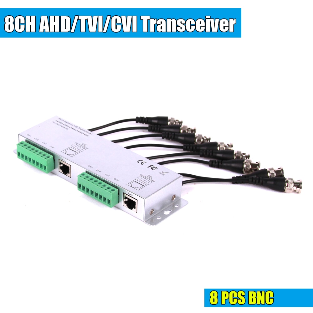 8CH Hd Cvi/Tvi/Ahd Passieve Transceiver 8 Kanalen Video Balun Adapter Zender Bnc Naar Utp Cat5/5e/6 Kabel 720P 1080P