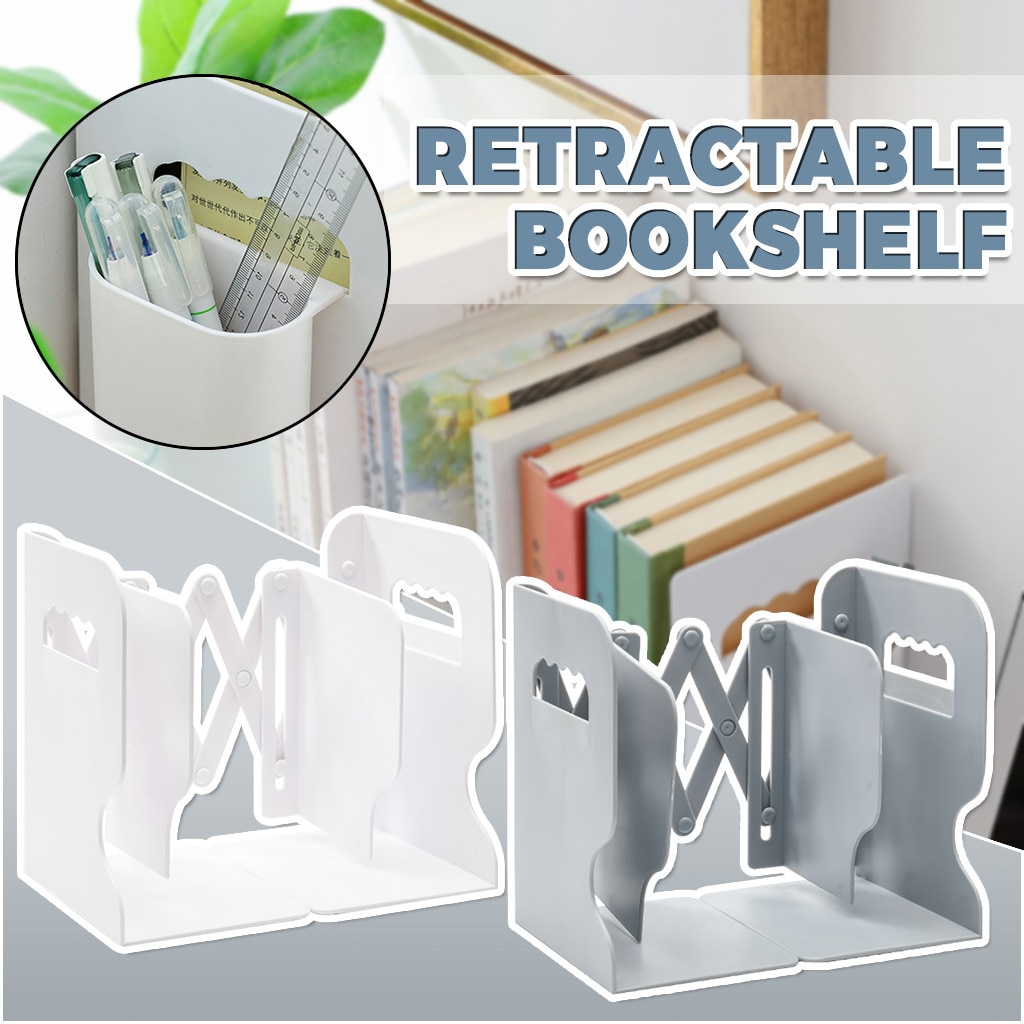 Retractable Desktop Book Organizer Storage Rack Office Document Textbook Shelf Bookcases