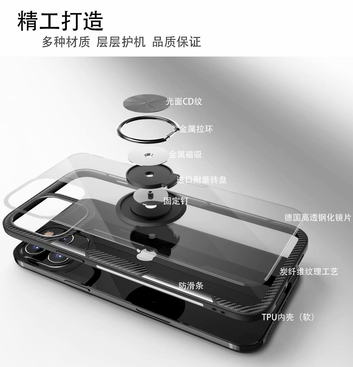 Til eple iphone 12 pro max deksel hardt med ringstativ magnet gjennomsiktig beskyttende bakdeksel deksel til iphone 11 12 pro 12 max