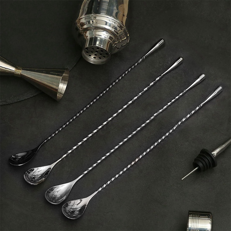 Stainless Steel Mixing Cocktail Spoon Spiral Pattern Bar Teadrop Spoon Stir Spoon Bar Tool