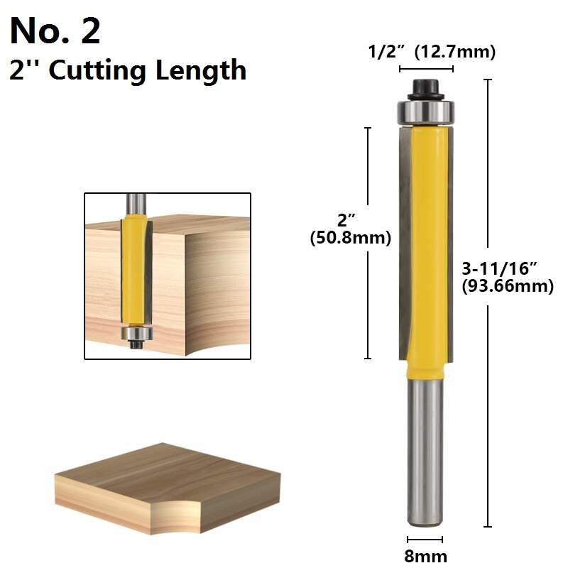 1pc 8mm Shank Flush Trimming Router Bit With Bearing Guide Template Trim Milling Cutter Straight Pattern Router Bit