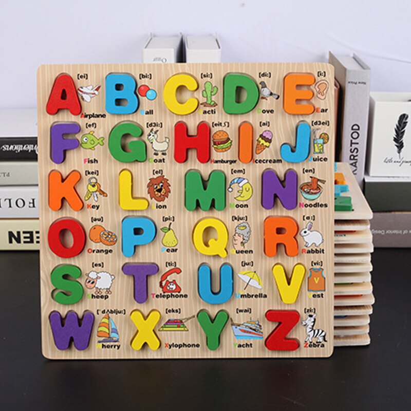 Kinderen Leren Hoofdletter Kleine Letters Board Taal Educatief Houten Speelgoed Voor Kinderen Brief Scrabble