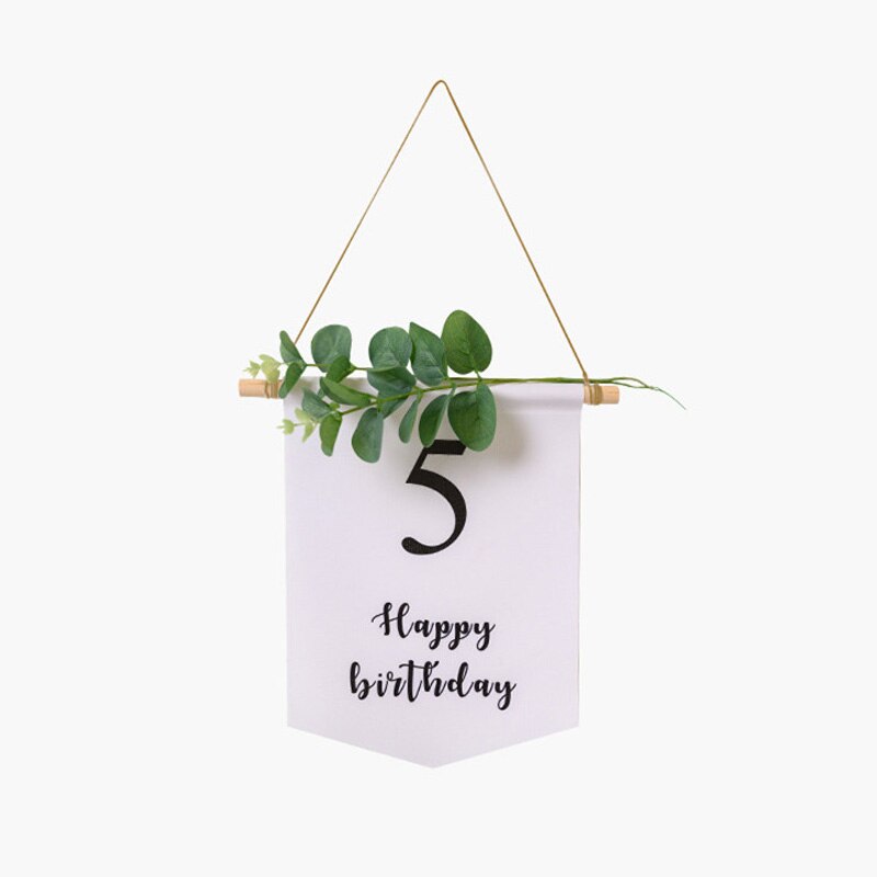 Happy Birthday 1-9th Banner Balloons Flag Bunting Forest Garland Kids Baby Shower First Birthday Party Decoration Supply: happy birthday 5