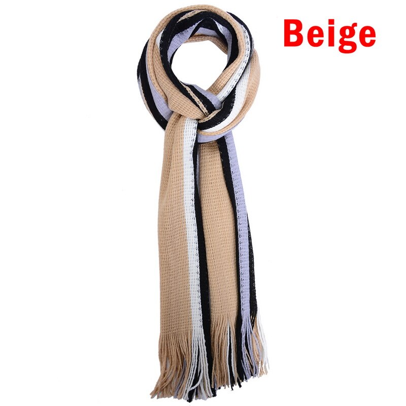 Winter Schal Männer gestreift Baumwolle Schal Männlichen Schal wickeln stricken Kaschmir Bufandas Lange Gestreiften Mit Quaste Warme Weiche: Beige
