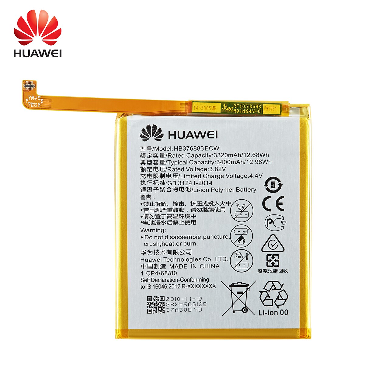 100% Orginal Huawei HB376883ECW 3400Mah Batterij Voor Huawei P9 Plus Mobiele Telefoon Batterijen + Gereedschap