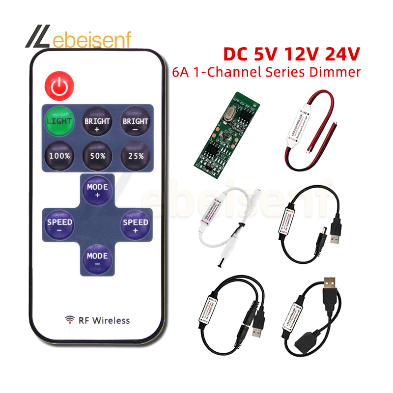 Rf 11 Key Led Dc DC 5-24V 6A 1CH Mini LED Controller Single Color D... – Grandado