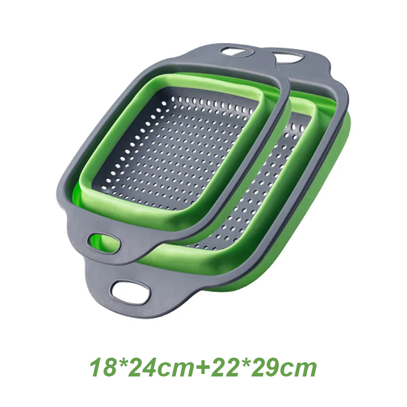 Escurridor plegable de silicona para frutas y verduras, colador plegable, colador de cocina para alimentos, Pasta, utensilios de cocina, dispositivo de drenaje, 2 uds.
