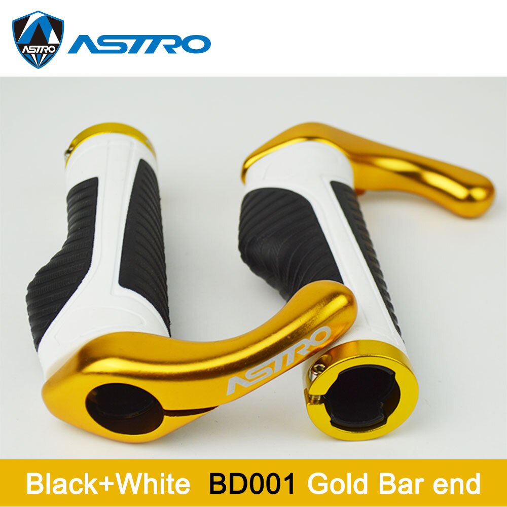 Astro fietsstuur grip fietsstuur bar end fietsen duurzaam antislip rubber mountainbike accessoires fietsonderdelen 1 paar: Wit   bd001 goud