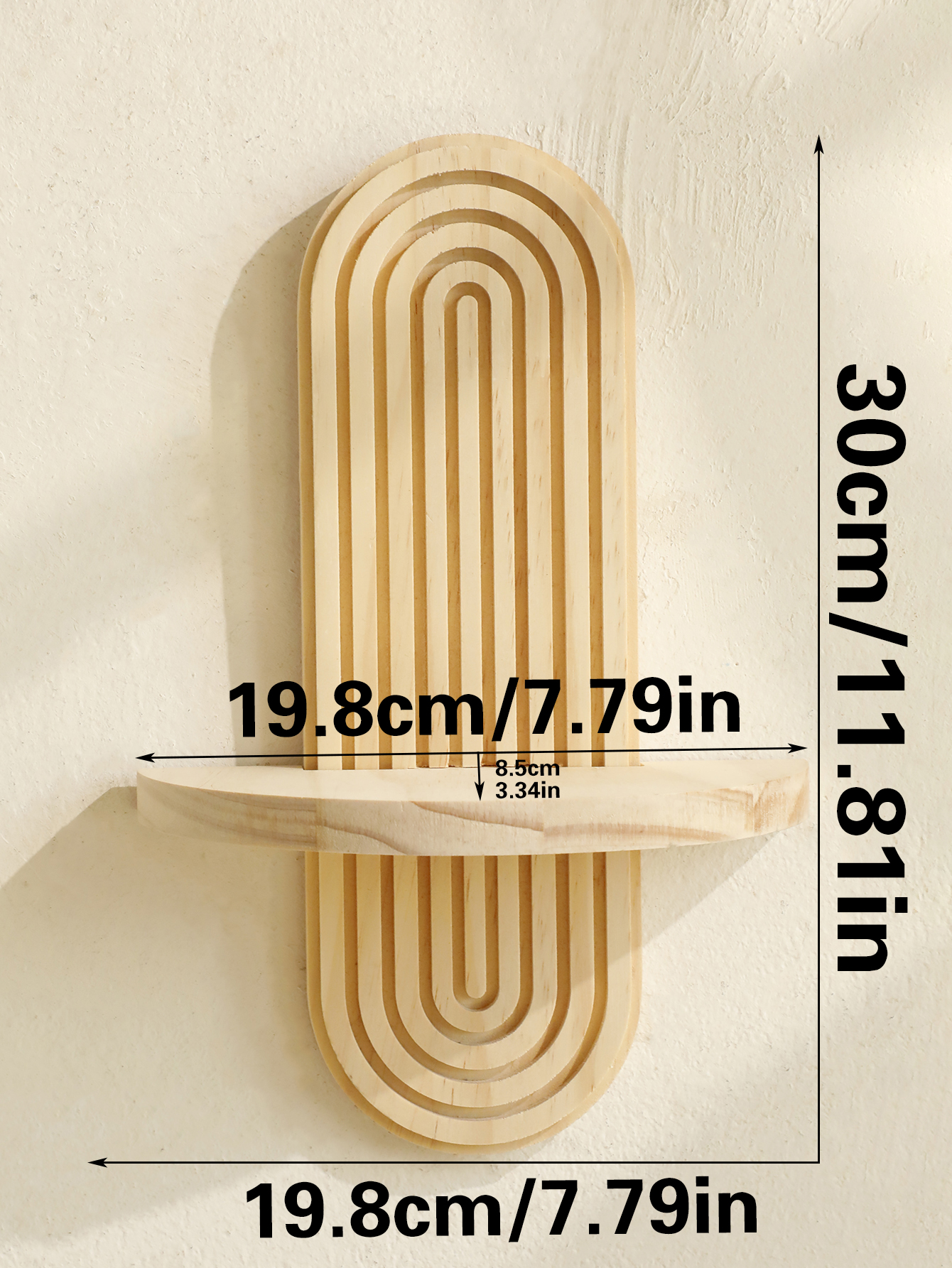 Estantes de pared de madera estilo boho de 2 niveles: estantes geométricos montados en la pared, acabado de madera natural, decoración moderna para el hogar, decoración de plantas: Amarillo claro