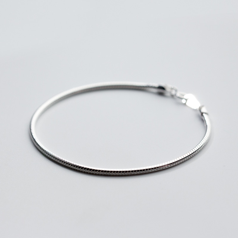 Mloveacc 100% 925 Sterling Zilver Koreaanse Stijl Eenvoudige Glossy 2 Mm Snake Chian Armband Charm Sieraden Vrouwen Populaire