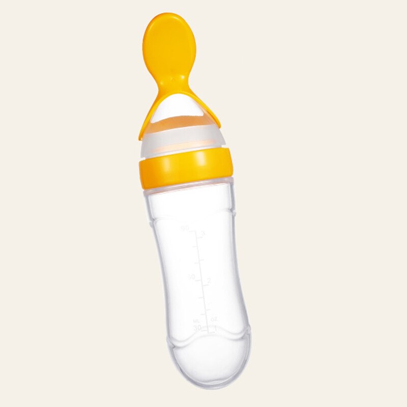 Kinderen Zachte Hoofd Soep Mok Fles Lepel Servies Silicagel Lepel Vork Voeden Bestek Baby Dingen Babyvoeding Mok: Round bottom yellow