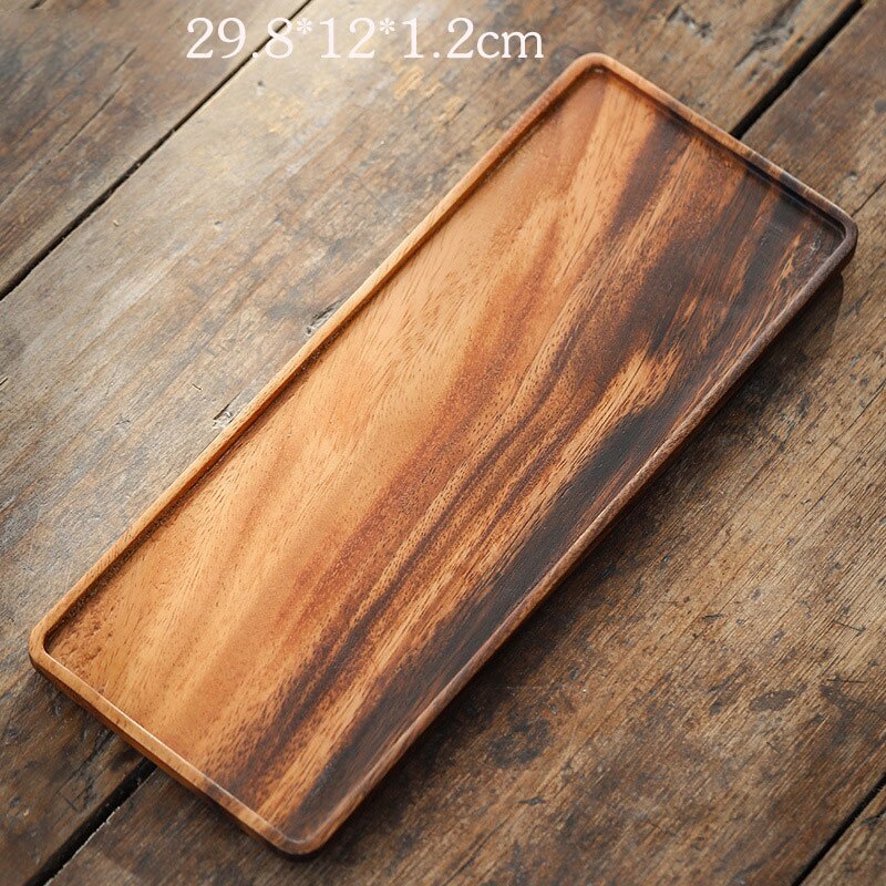 Musowood Acacia Rectangle Wooden Tea Tray Serving Table Plate Snacks Food Storage Dish for Hotel Home Serving Tray: 2