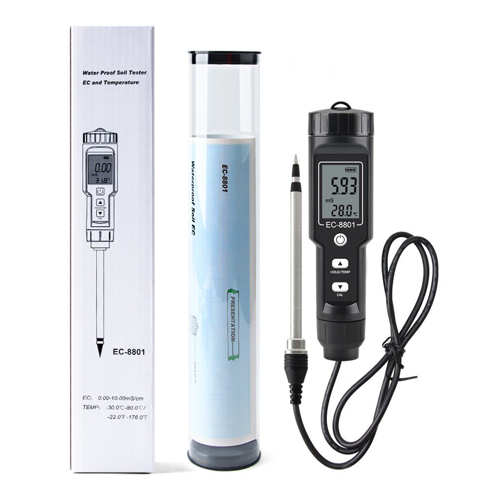 Yieryi-probador de tierra EC/TEMP, 0,00-10,00 MS/s, medidor Digital de mano para jardín, herramientas de prueba de suelo, plantas en maceta, jardinería y agricultura,: EC-8801B
