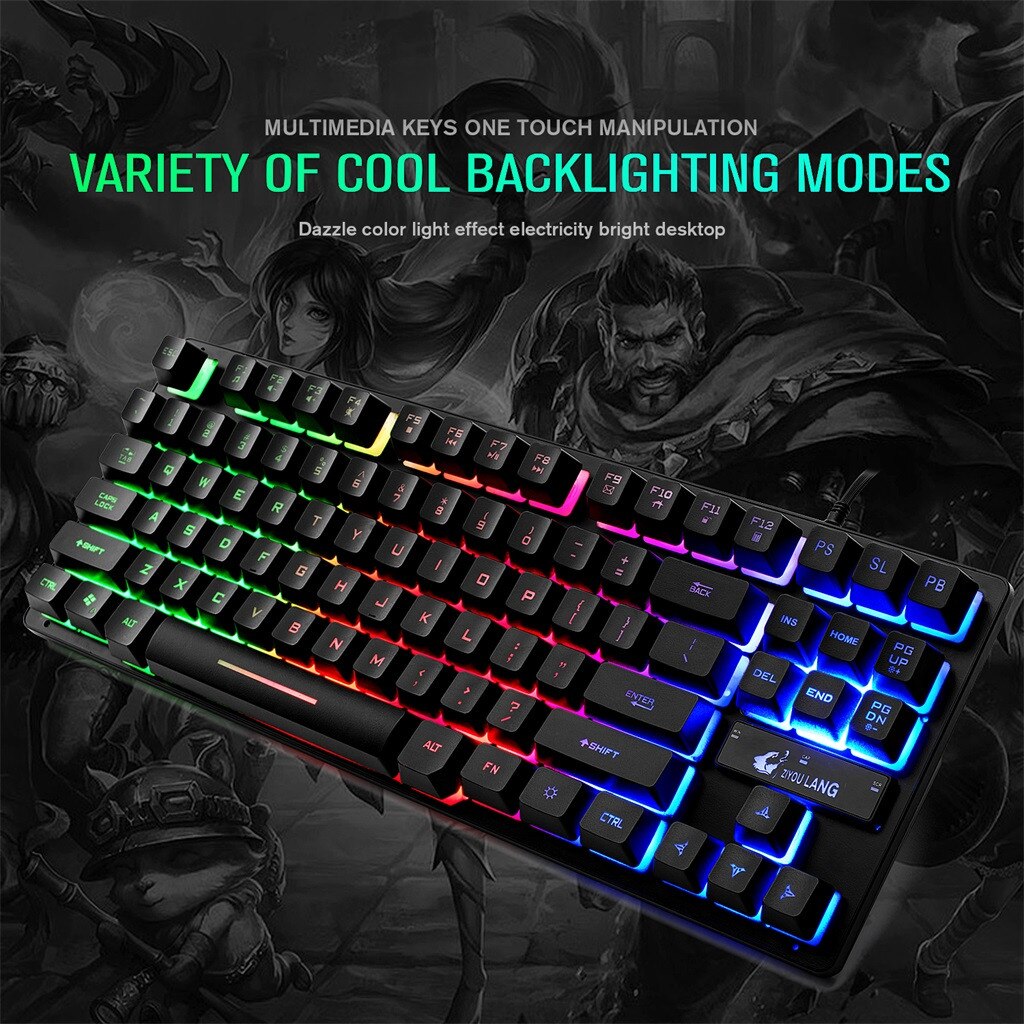 87-key gaming manipulator keyboard notebook seven-color backlit keyboard 12 PC multimedia keys keyboard floating keycap