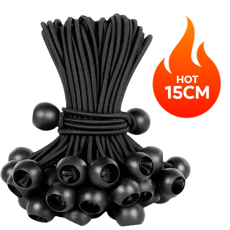 10pcs Binding Elastic Rope With Elastic Balls Tent Stakes Canvas Tent Cloths Ship Pole Fixation Flagpole Tie Camping Accessories: Brown