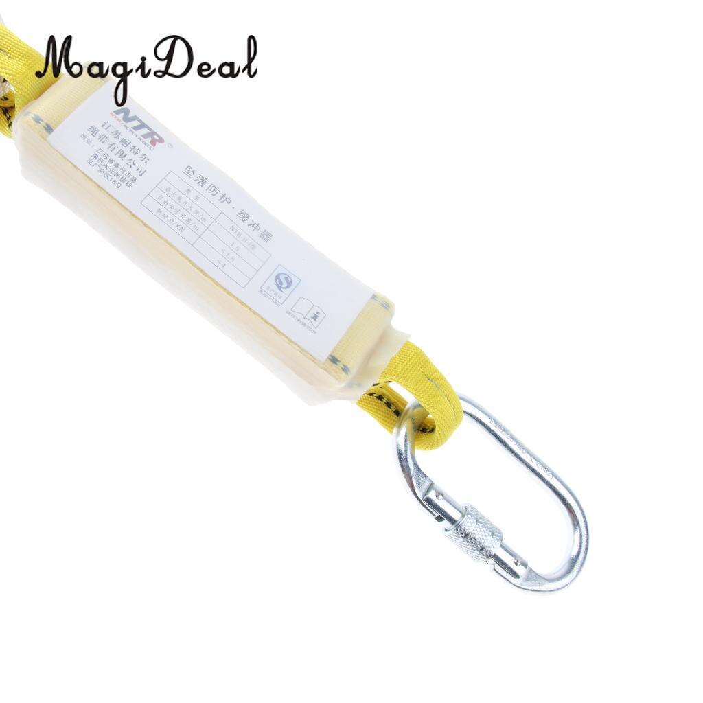 MagiDeal Fall Protection Dual Leg Shock Absorbing Lanyard 1.2m Safety Harness with Carabiners for Rock Climbing Downhill Hiking