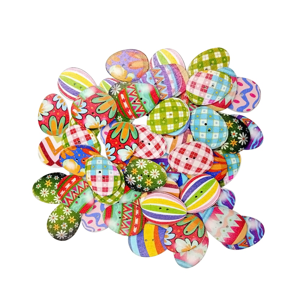 50 Stuks Houten Knoppen Paaseieren Gemengde 2 Gaten Knop Voor Naaien Scrapbooking Ambachten Diy