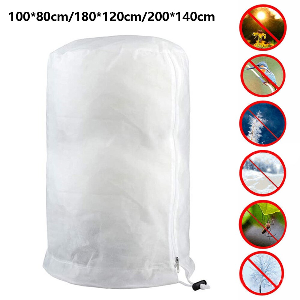 Winter Plant Frost Protection Cover 3D Round Garden Plant Antifreeze Warming Bag Fleece Jacket with Drawstring for Flowers Shrub