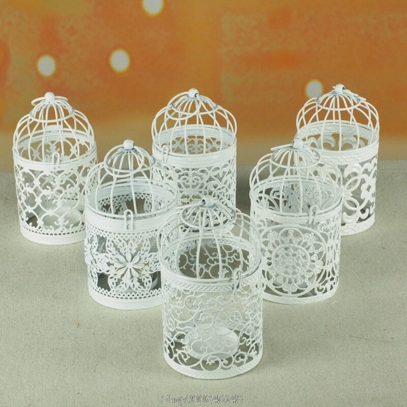 Hollow Holder Candlestick Tealight Hanging Lantern Bird Cage Vintage Wrought N18 20