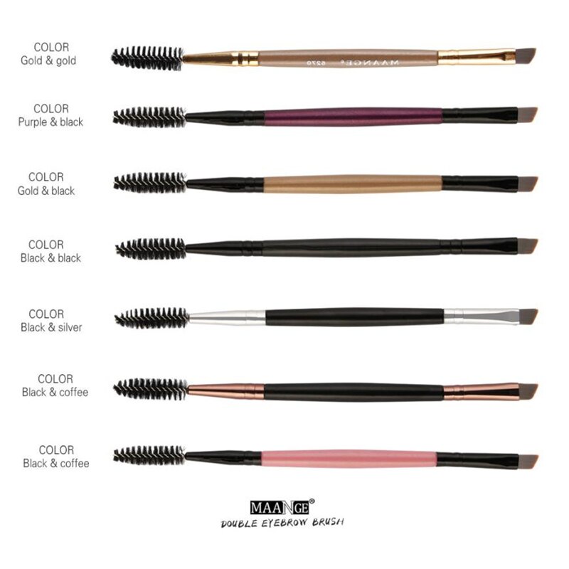 MAANGE 1PC pinceau de maquillage sourcils manche bois Double face sourcil plat angle pinceaux de maquillage brochas para maquillaje maquiagem 43