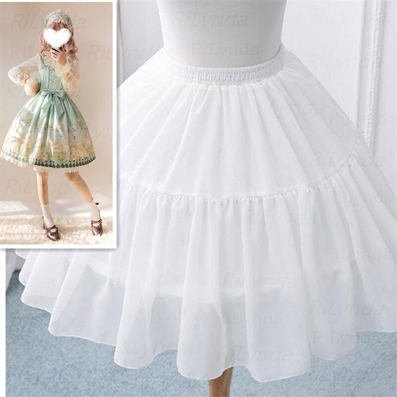 Sottogonna Bianca Amosfun In Tulle Per Abiti Lolita E Cosplay, Senza Cerchi, Vita Elastica, Taglia Media, Gonfia E Morbida