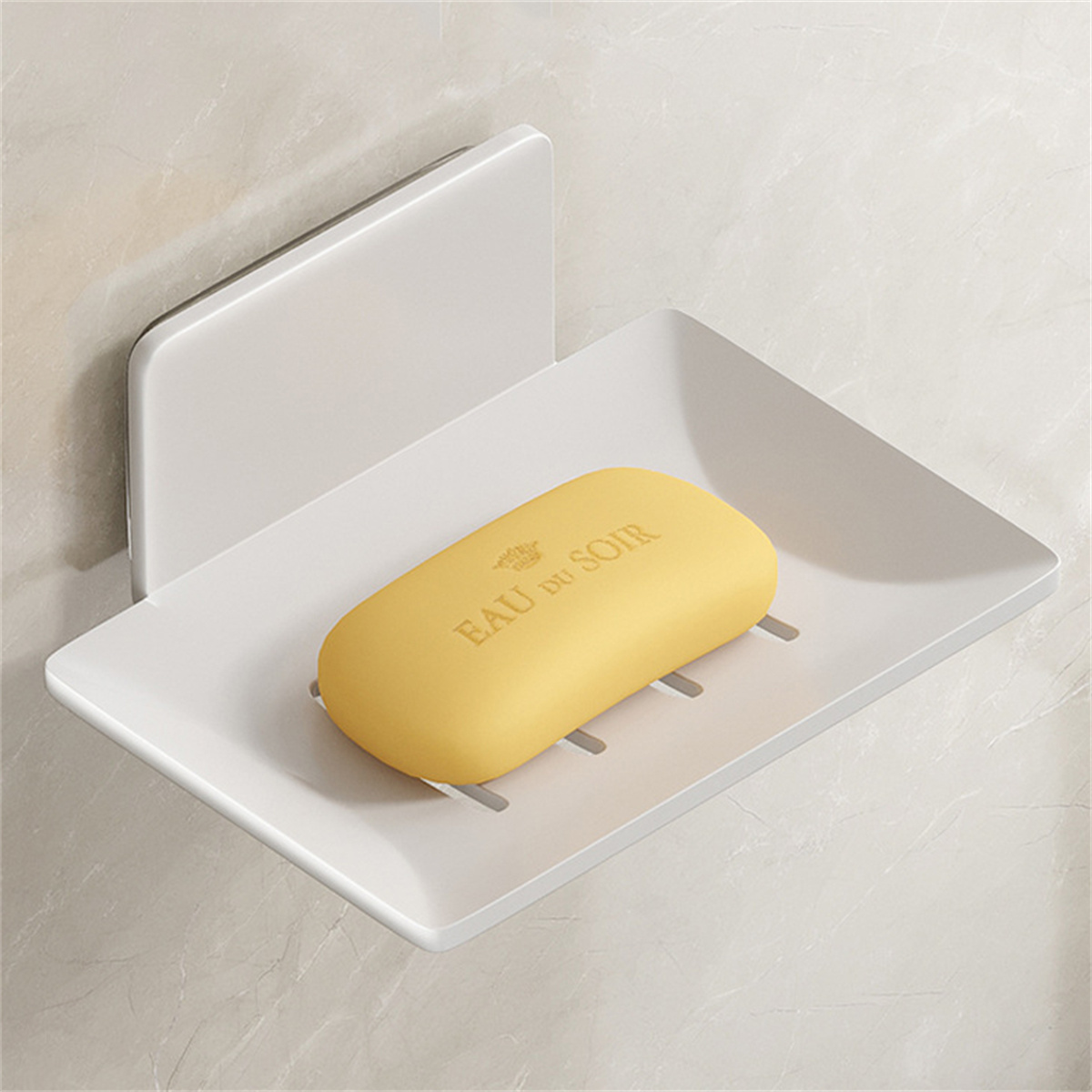 Métal Fer Porte-savon Sans perçage Porte-savon de salle de bain Avec eau de vidange Mur Porte-savon Organisateur Accessoires de salle de bain: Gris clair