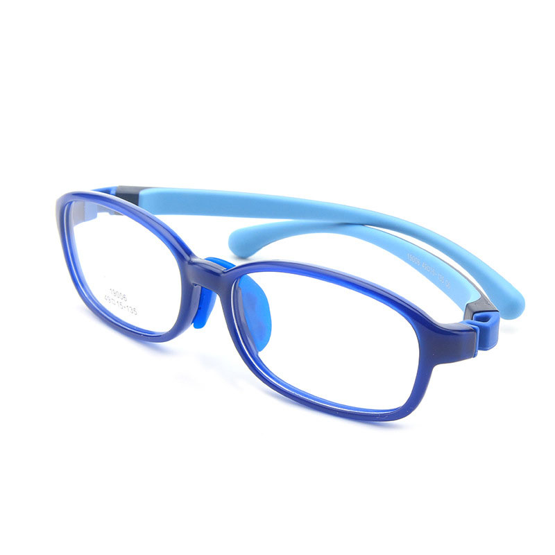 Ramme til optiske briller til børn drengepiger nærsynethed brillerammer med 0 graders linser almindelige spejlpunkter børn unisex 19006: Blå