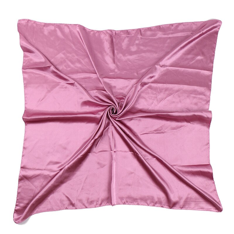 Solid Color Satin Women Scarf 90*90cm Big Wraps Lady Headband Hajib Muslim Female Square Scarf: pink