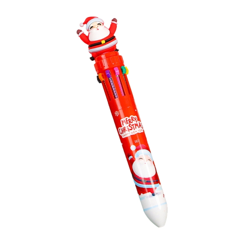 Weihnachtskugelschreiber, einziehbarer mehrfarbiger Stift, 10 Farben in 1 für freundlicher