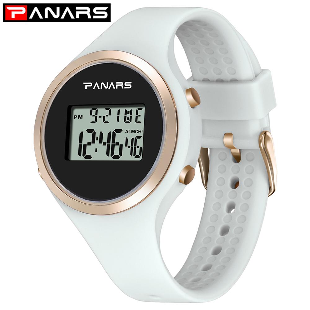 Led Digitale Horloge Roze Strap Voor Digitale Horloge Siliconen Band Vrouw Horloge Sport Dames Horloge Relogio Masculino: WHITE