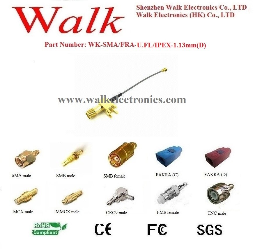 Pcb-montage sma vrouwelijke u.fl  rf1.13- kabel, ipex-connectorkabel, antennejumper