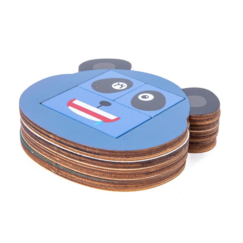 4.13 x 3.74in ausdrücke-zuordnungspuzzle mit holzbausteinen, lernspielzeug für logisches denken, gesichtsausdrucksveränderung