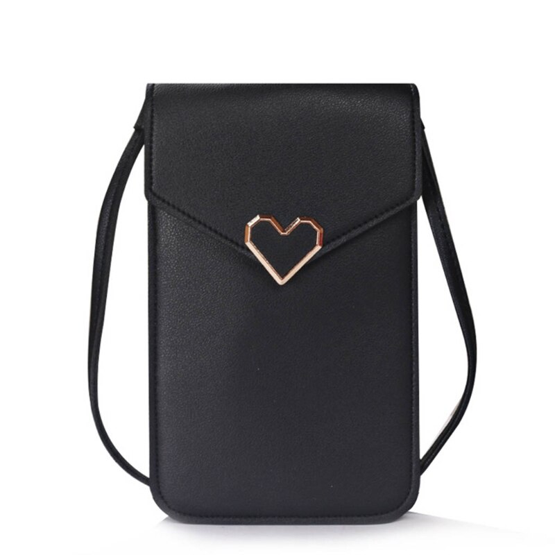 Mini Crossbody Mobiele Telefoon Zakje Portemonnee Pu Lederen Schoudertas Met Touch Screen Venster