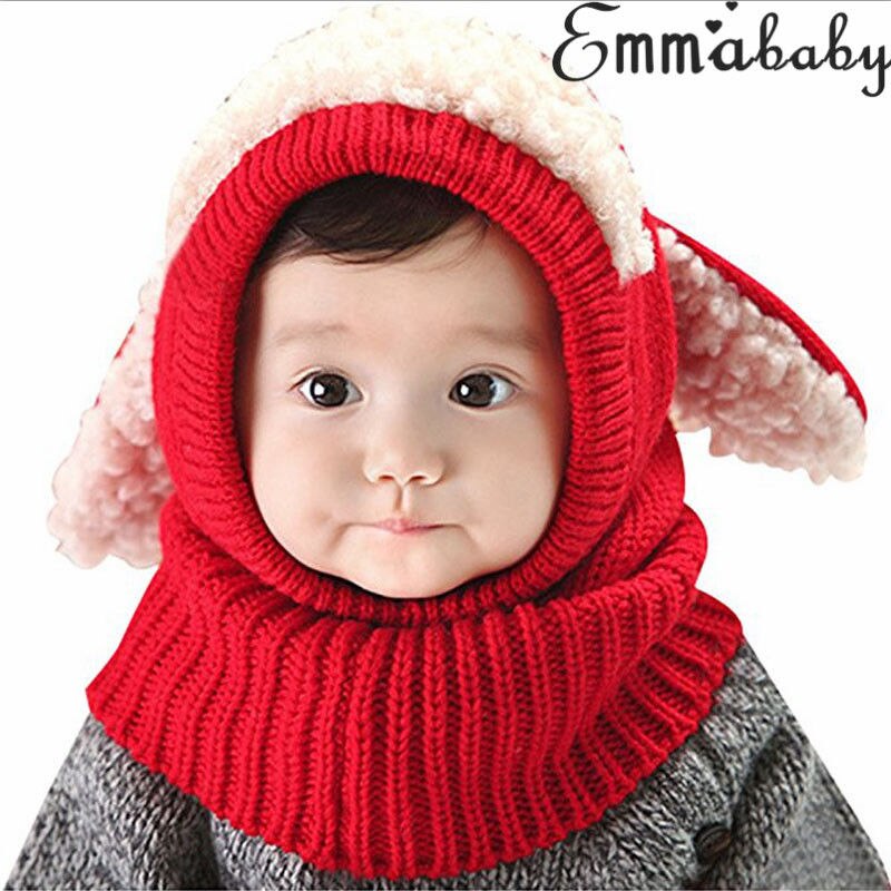 Emmababy 6-36m nyfødte børn baby dreng pige pels pom hat vinter varm strik bobble beanie cap tørklæde: -en