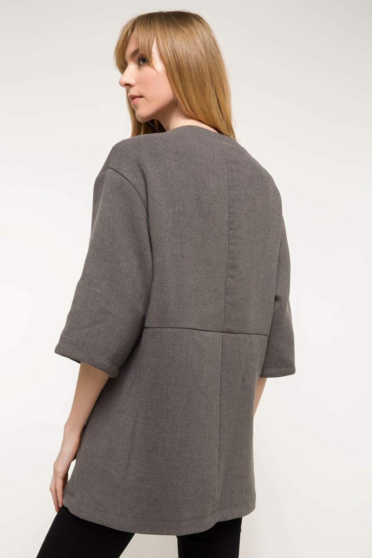 DeFacto femme couleur Pure bouton laine manteau demi manches décontracté manteau ample dame automne Winter-I6098AZ17WN-I6098AZ17WN