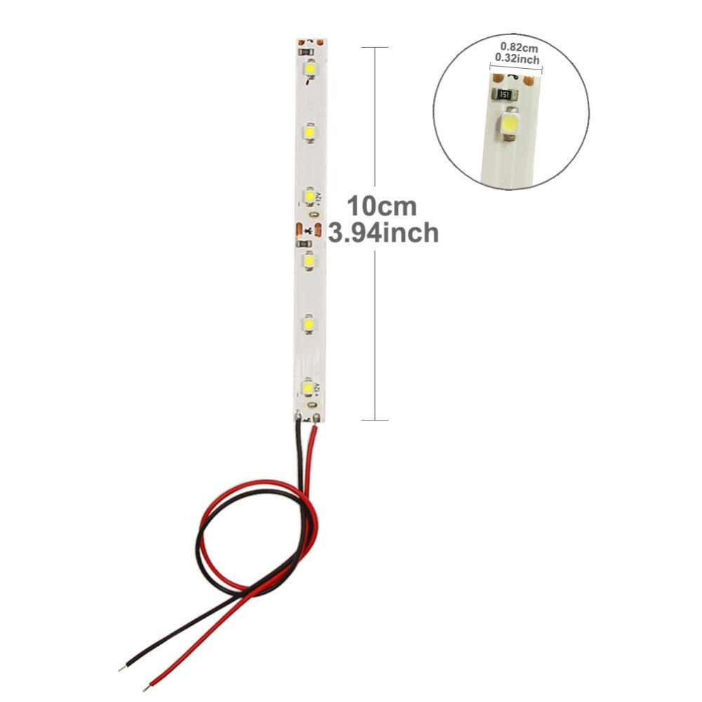 DD07 10 stücke Pre-verdrahtete Warmweiß oder Helle Weiße Weiche 10CM Licht Streifen 6 stücke SMD 3528 LEDs Selbst-adhesive 12V 20cm Lange Draht