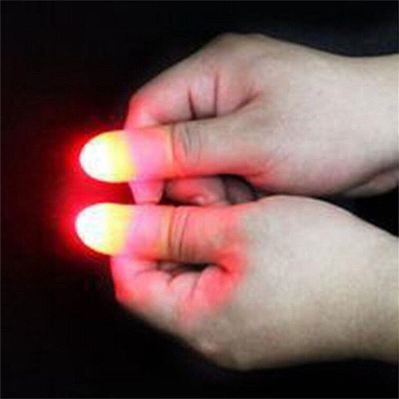 2 uds novedosos pulgares iluminados luz LED dedos destellantes accesorios para trucos de magia brillo increíble juguetes luminosos niños