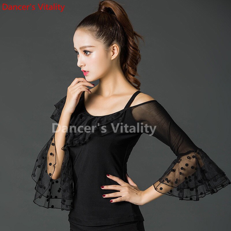 Modern Lace Long Sleeve Modern Latin Dance Clothes Top for Women/female/girl, Tango Samba Ballroom Costume performance wear